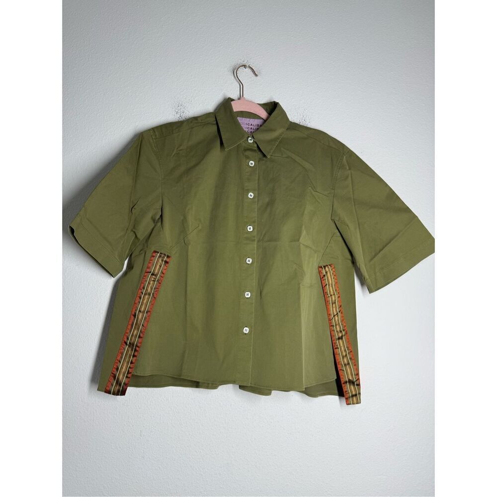 820 I Caliban Women's Short Sleeve Button Up Shirt Dress Size 44/L Cotton Blend